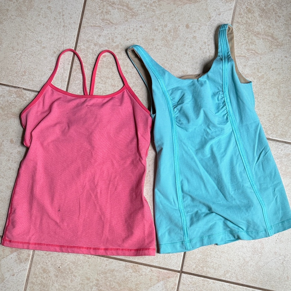 Pink and Blue Lululemon Tank Tops